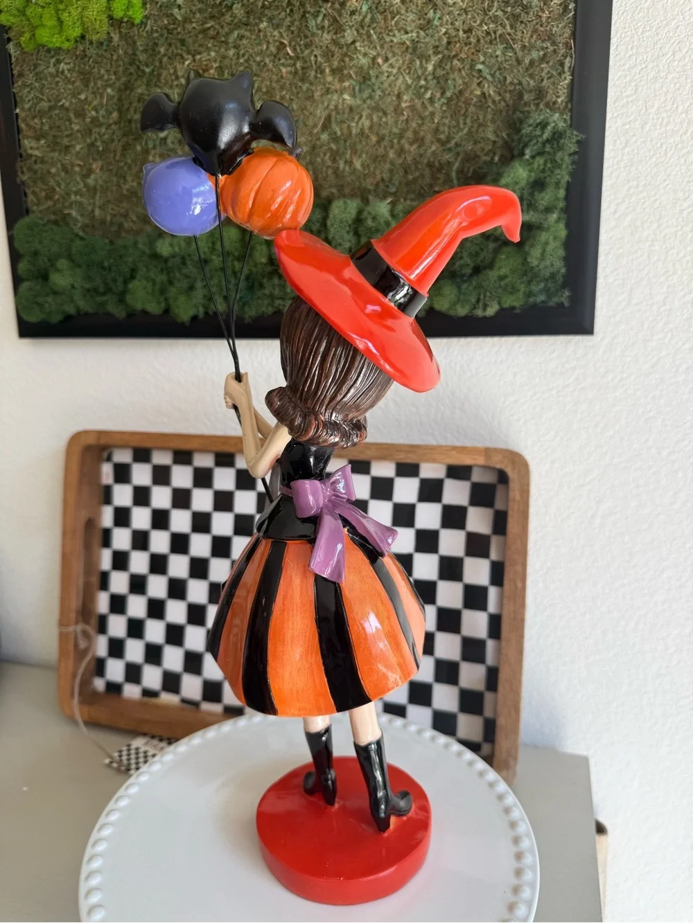 Orange & Black Witch with Balloons